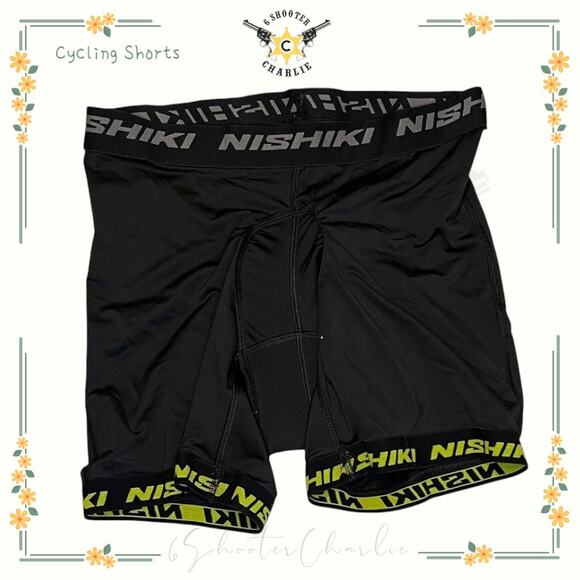 Nishiki Mens Black Cycling Pull On Shorts Size Medium Padded - Picture 1 of 3